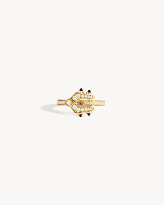 Bague Mini Spike - Or Jaune, Agates Noires & Diamants