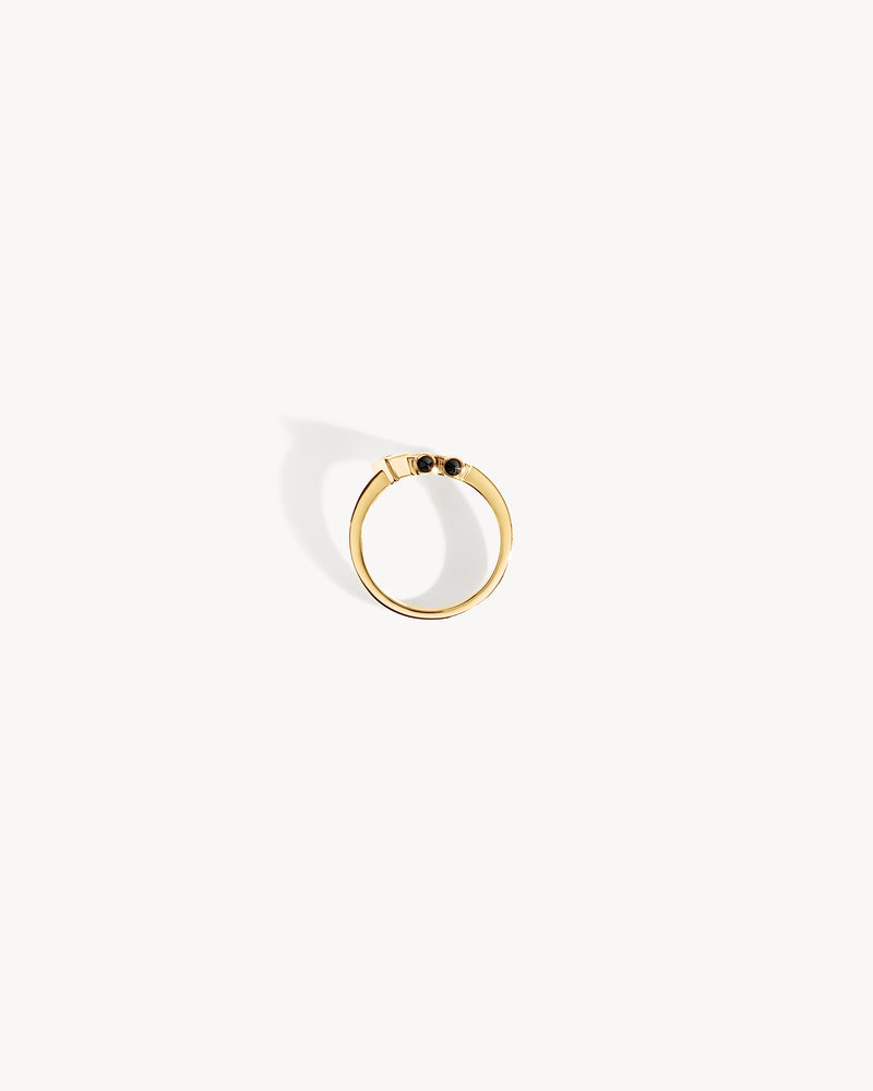 Bague Mini Spike - Or Jaune, Agates Noires & Diamants - Image 4