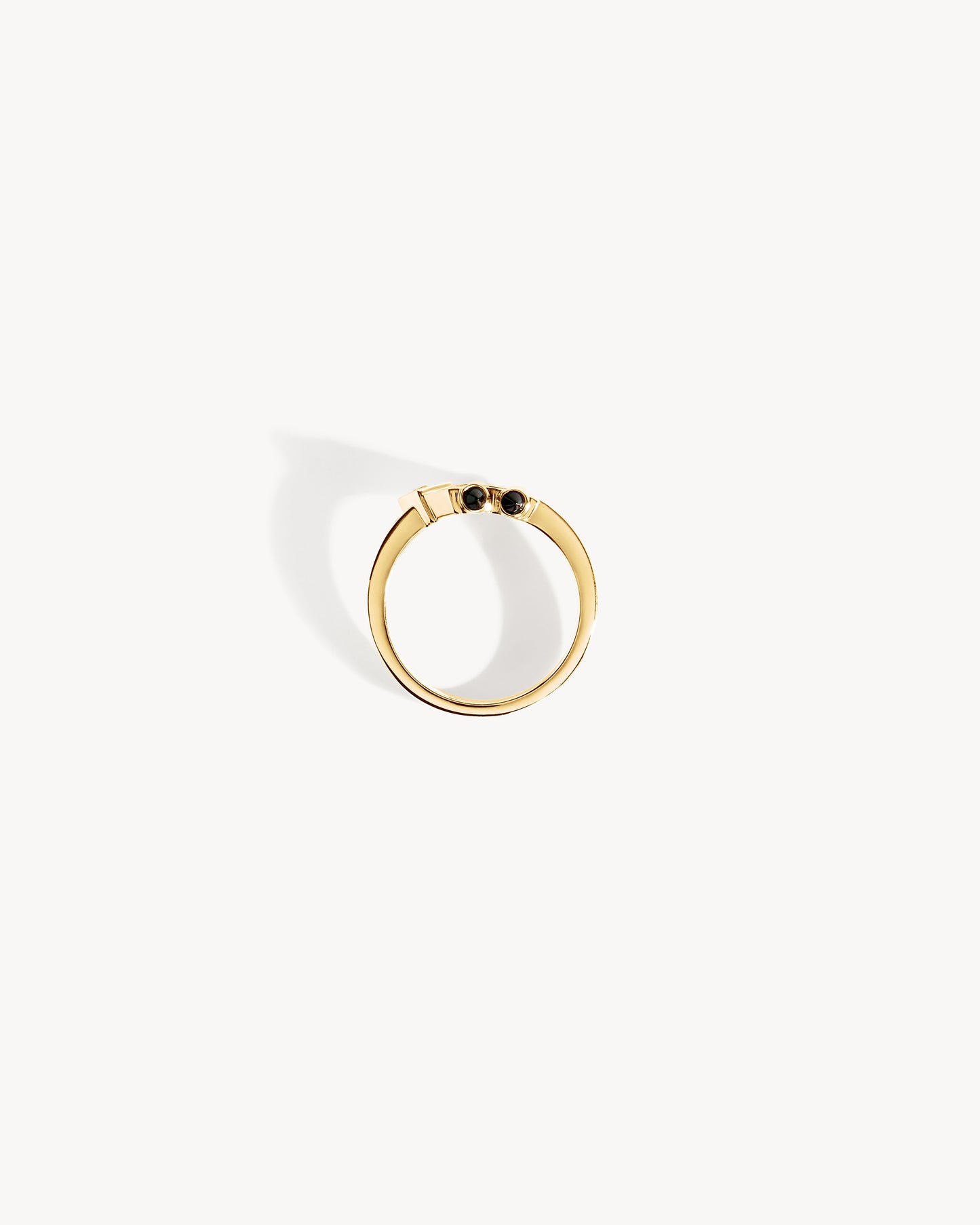 Mini Spike Ring - Yellow Gold, Black Agates & Diamonds