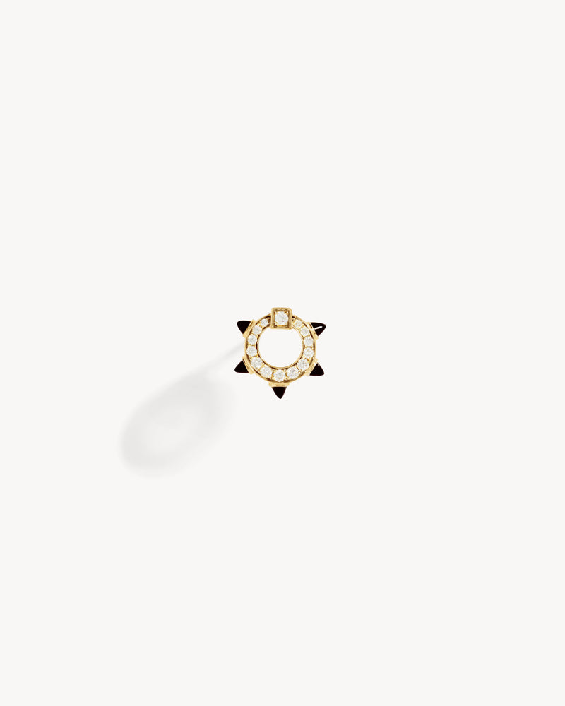 Puce Spike - Or Jaune, Agates Noires & Diamants - Image 1