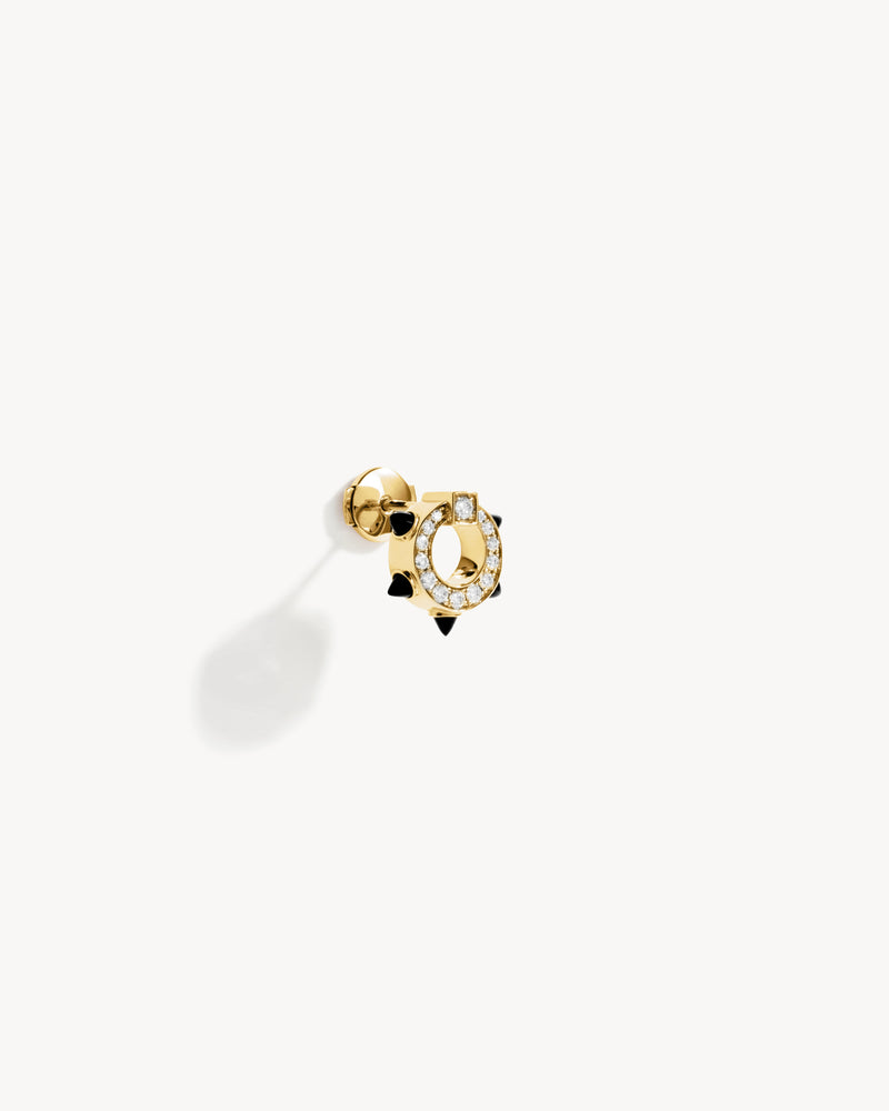 Puce Spike - Or Jaune, Agates Noires & Diamants - Image 2