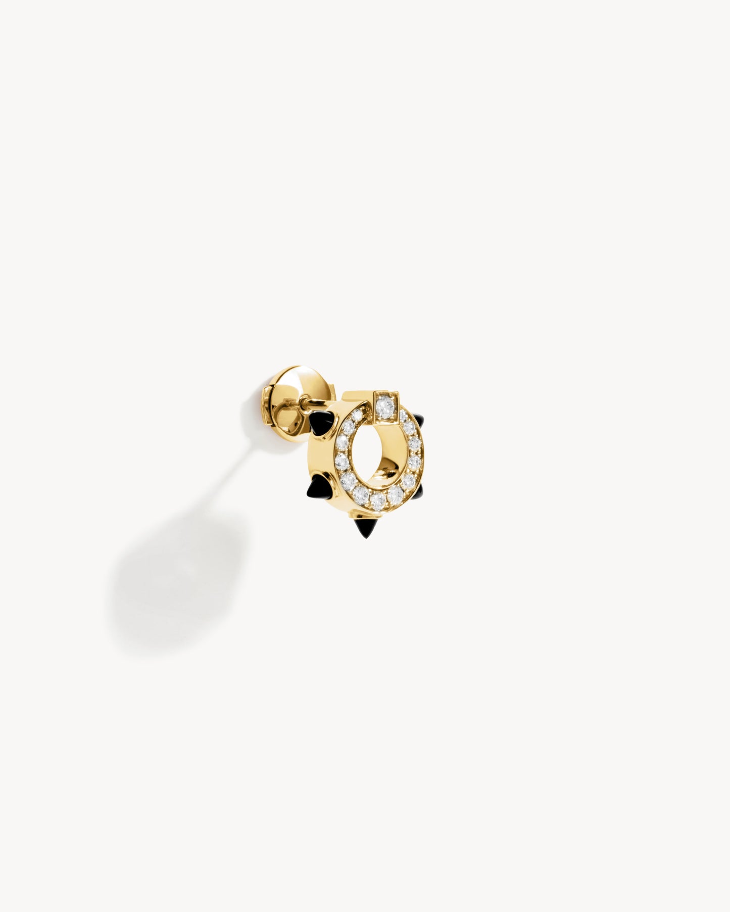 Spike Stud - Yellow Gold, Black Agates & Diamonds