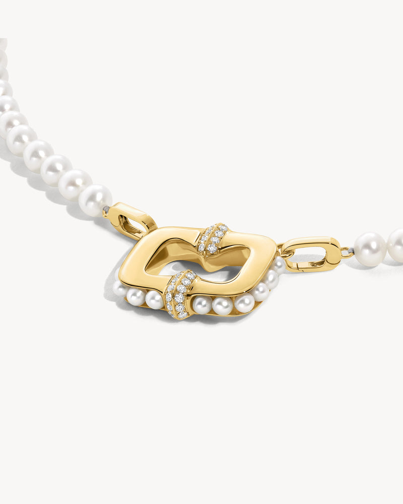 Unchained Plastron Necklace - Yellow Gold, Pearls & Diamonds - Image 1