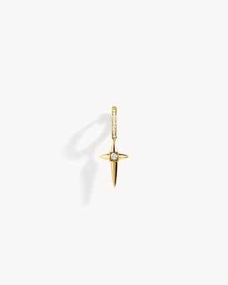 Rockaway Mini Cross Hoop Earring - Yellow Gold & Diamonds