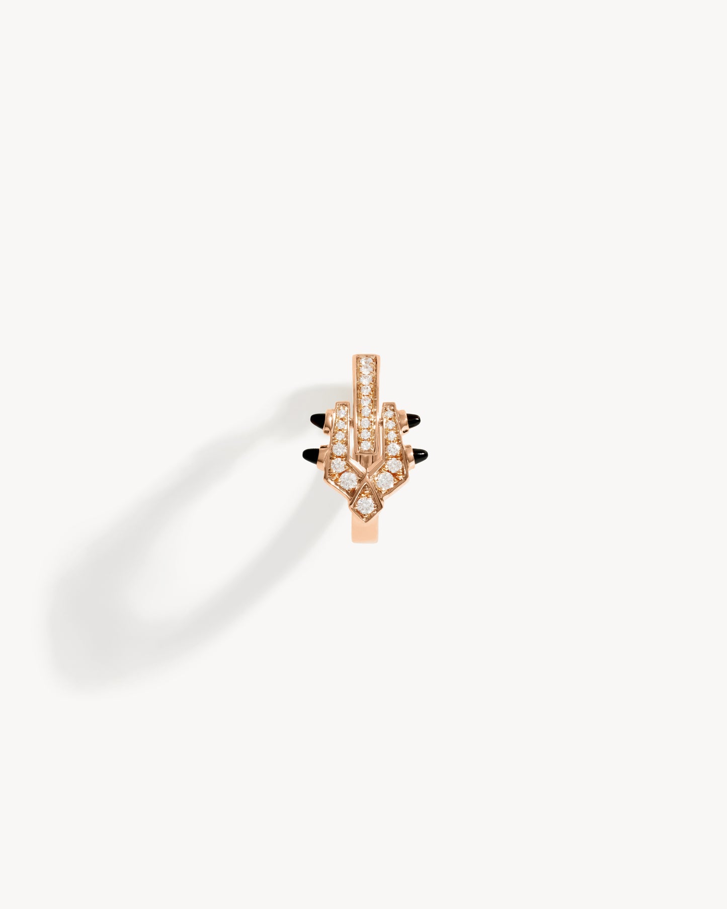 Spike Hoop Earring - Pink Gold, Black Agates & Diamonds