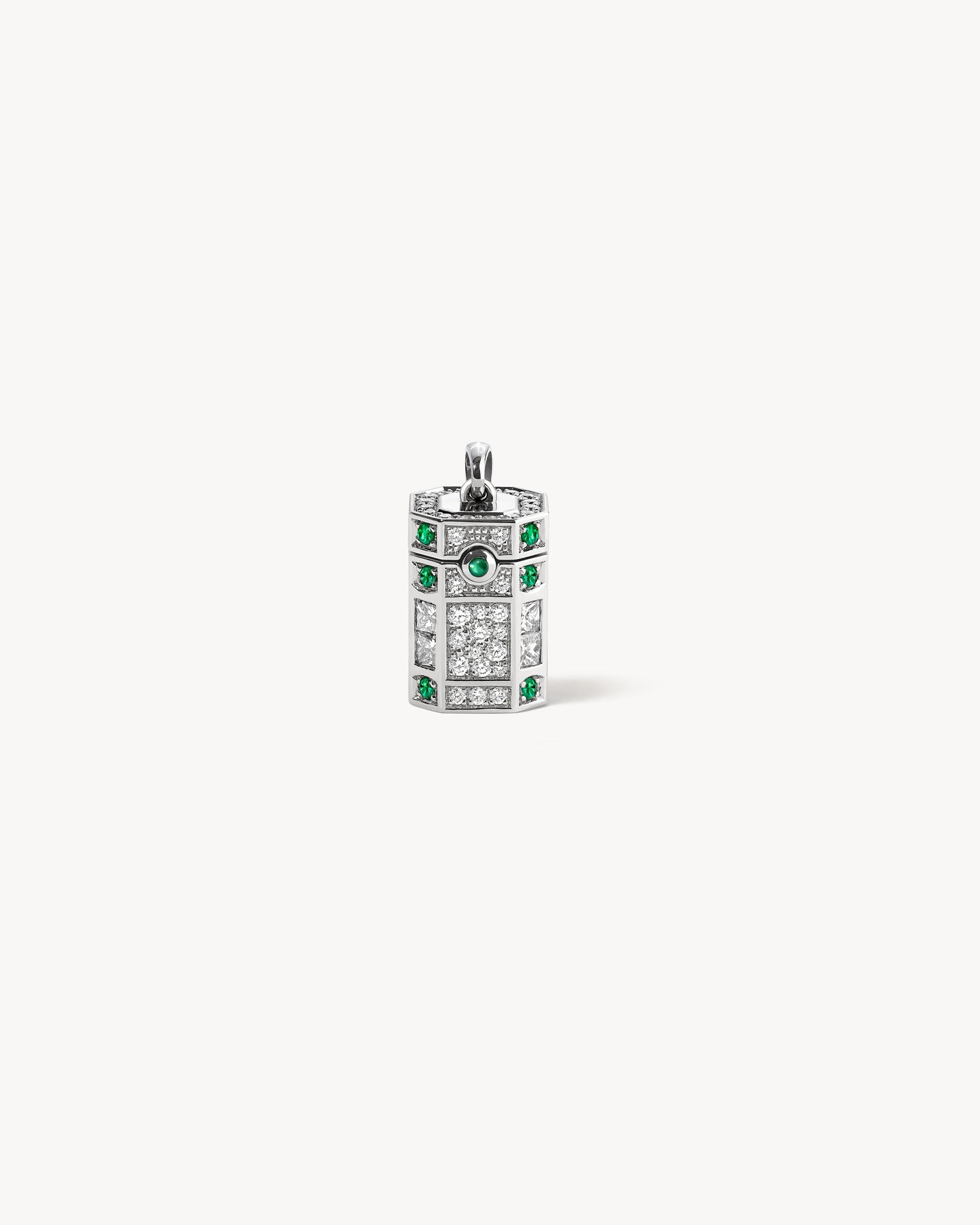 Wish Box Rise Necklace - Platinum, Emeralds & Diamonds