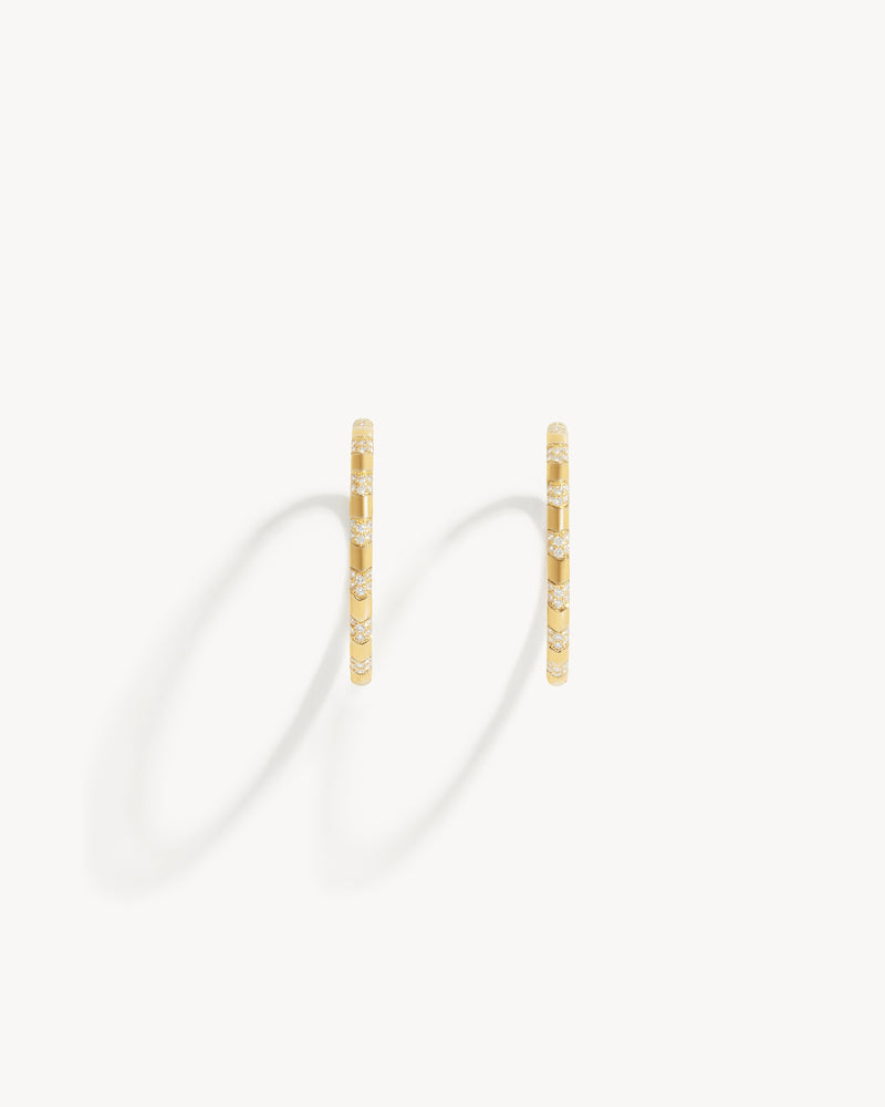 Reptile Hoop Earrings - Yellow Gold & Diamonds - Image 2
