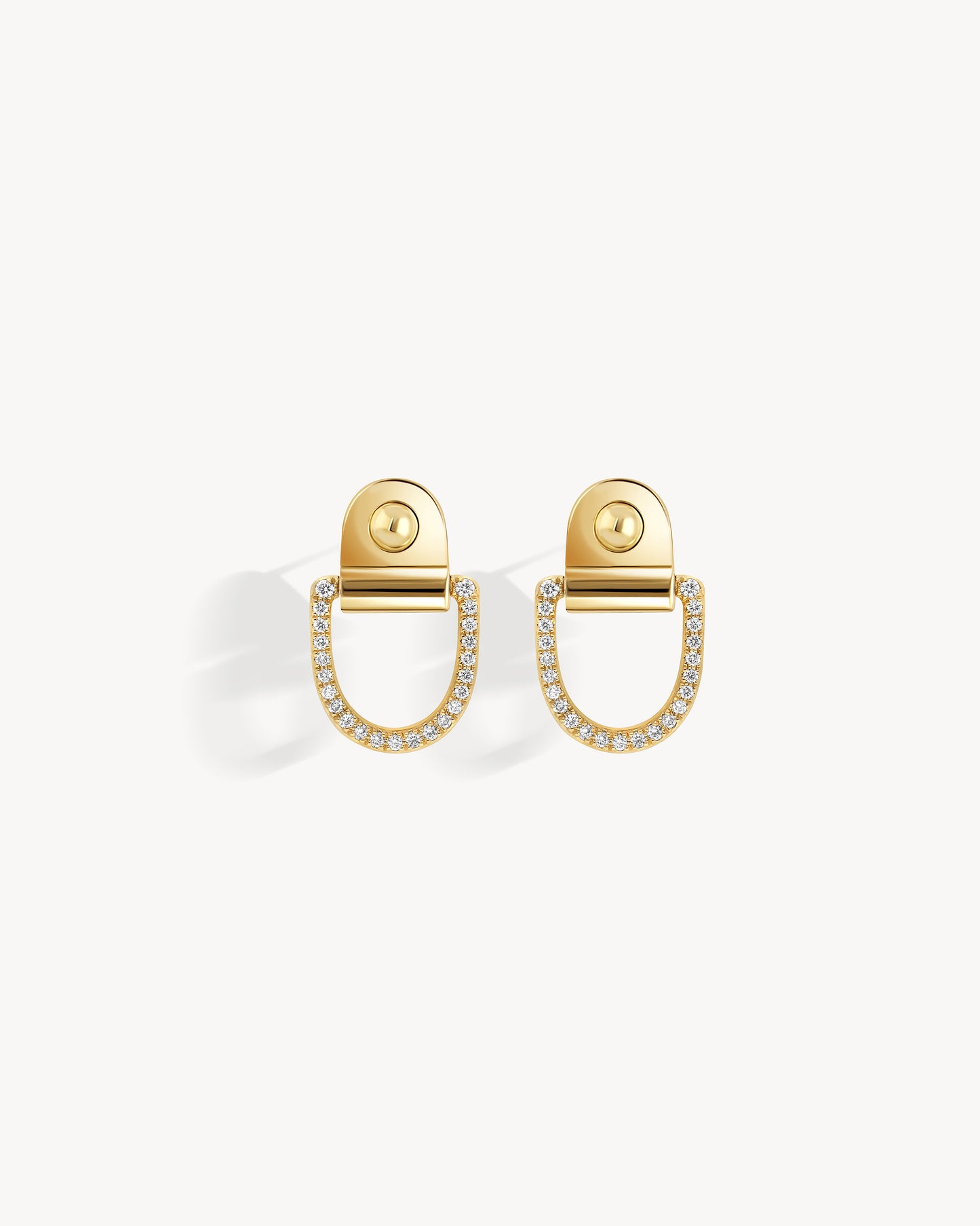 Rivet M Earrings - Yellow Gold & Diamonds