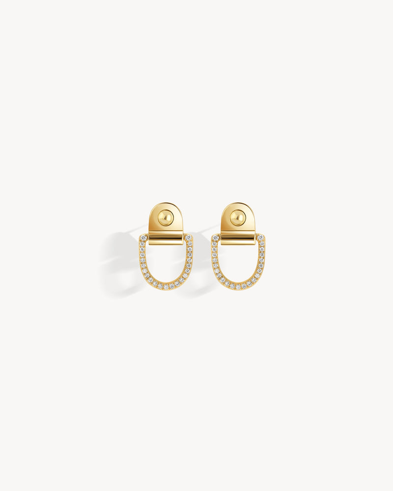 Rivet M Earrings - Yellow Gold & Diamonds - Image 1
