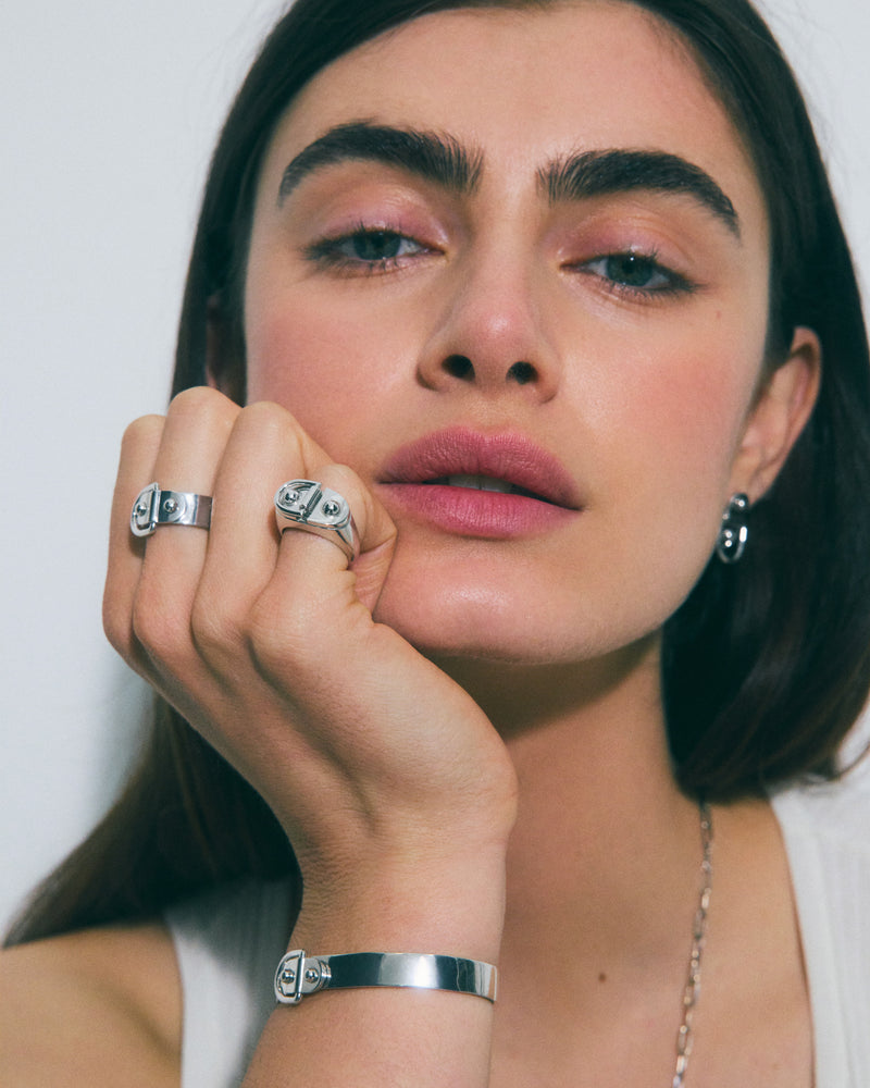 Bague Chevalière Rivet Petit Modèle - Argent - Image 2