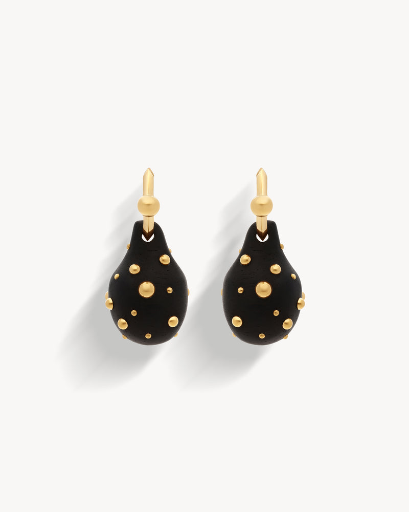 Boucles d'oreilles Portraits Joailliers | Violette Serrat - Or Jaune et Ébène Noir - Image 1