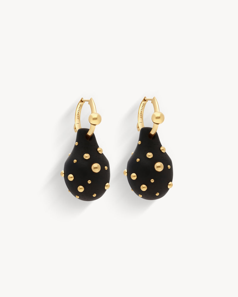 Boucles d'oreilles Portraits Joailliers | Violette Serrat - Or Jaune et Ébène Noir - Image 3