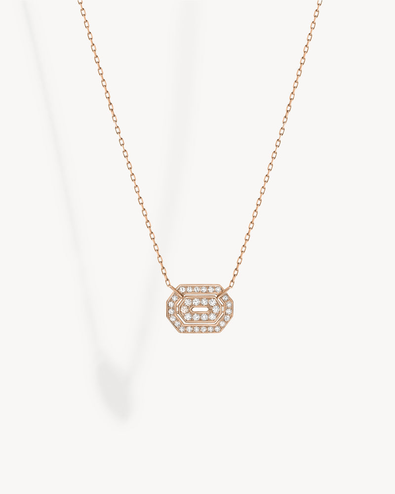 Mini My Way Necklace - Pink Gold & Diamonds - Image 1