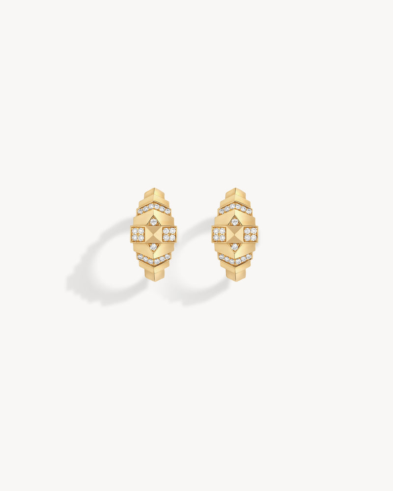 Rockaway Mini Pyramide Hoop earrings - Yellow Gold & Diamonds - Image 2