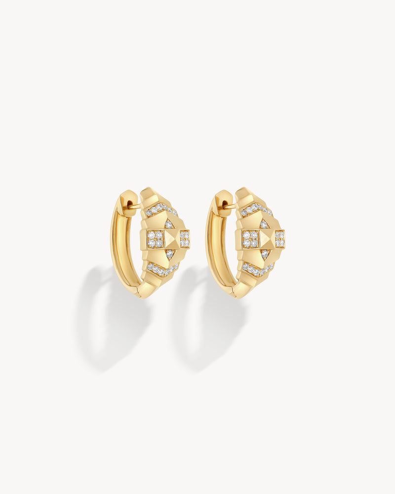 Rockaway Mini Pyramide Hoop earrings - Yellow Gold & Diamonds - Image 1