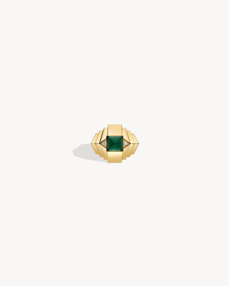 Rockaway Mini Pyramid Ring - Yellow Gold & Green Agate - Image 1