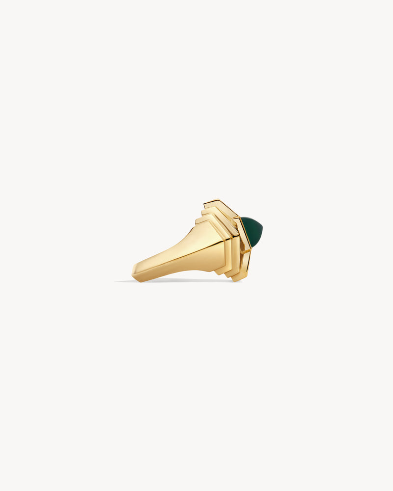 Rockaway Mini Pyramid Ring - Yellow Gold & Green Agate - Image 4