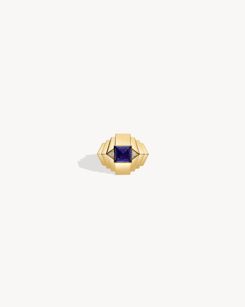 Rockaway Mini Pyramid Ring - Yellow Gold & Lapis Lazuli - Image 1
