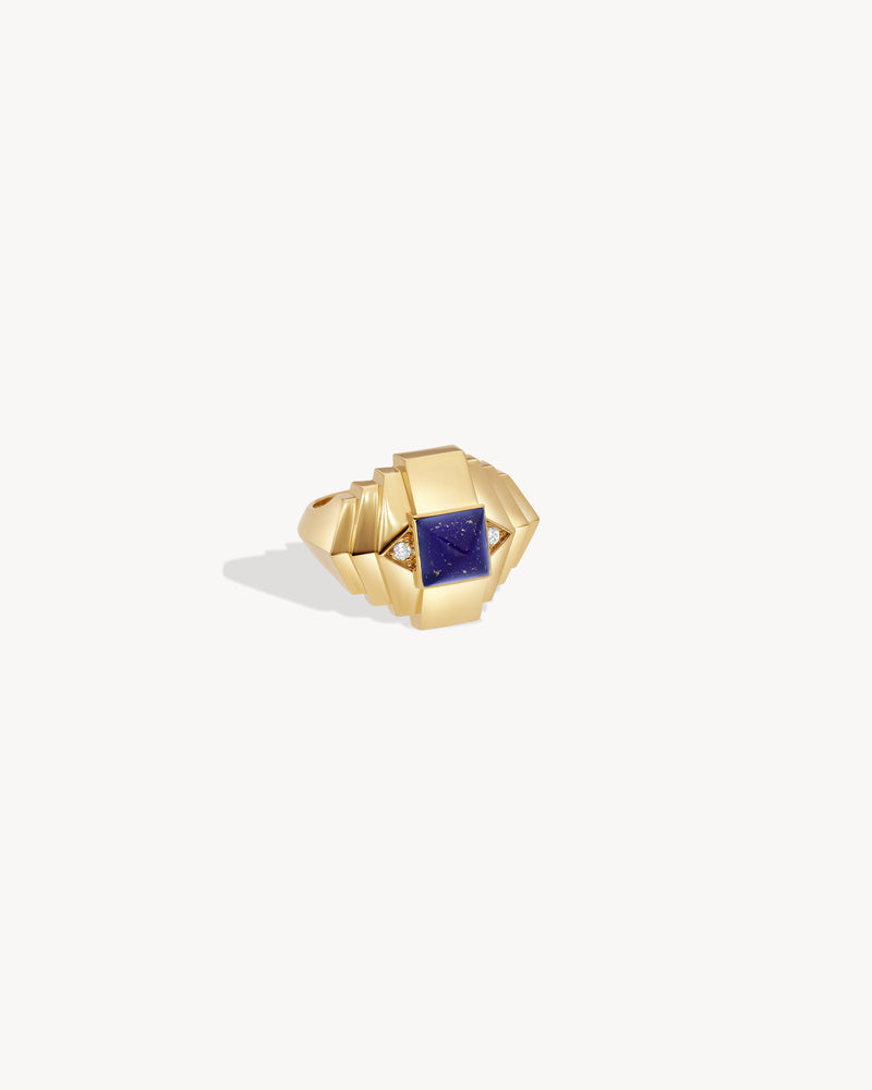 Rockaway Mini Pyramid Ring - Yellow Gold & Lapis Lazuli - Image 3