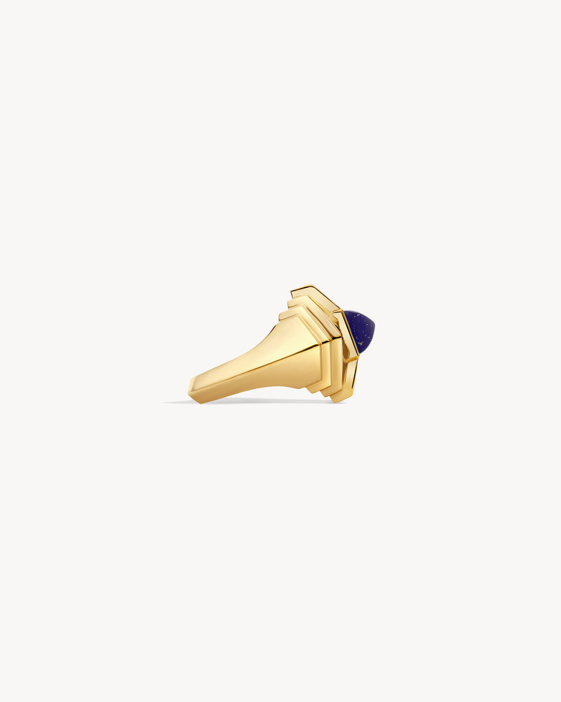 Rockaway Mini Pyramid Ring - Yellow Gold & Lapis Lazuli - Image 4