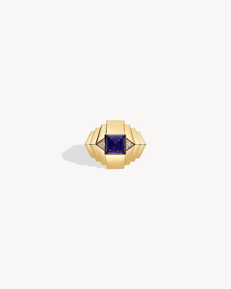 Bague Rockaway Mini Pyramide - Or Jaune & Lapis Lazuli - Image 1