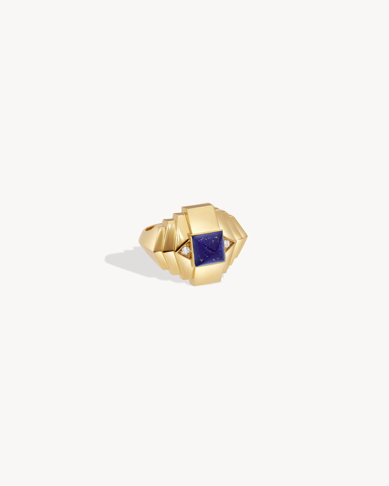 Bague Rockaway Mini Pyramide - Or Jaune & Lapis Lazuli - Image 3