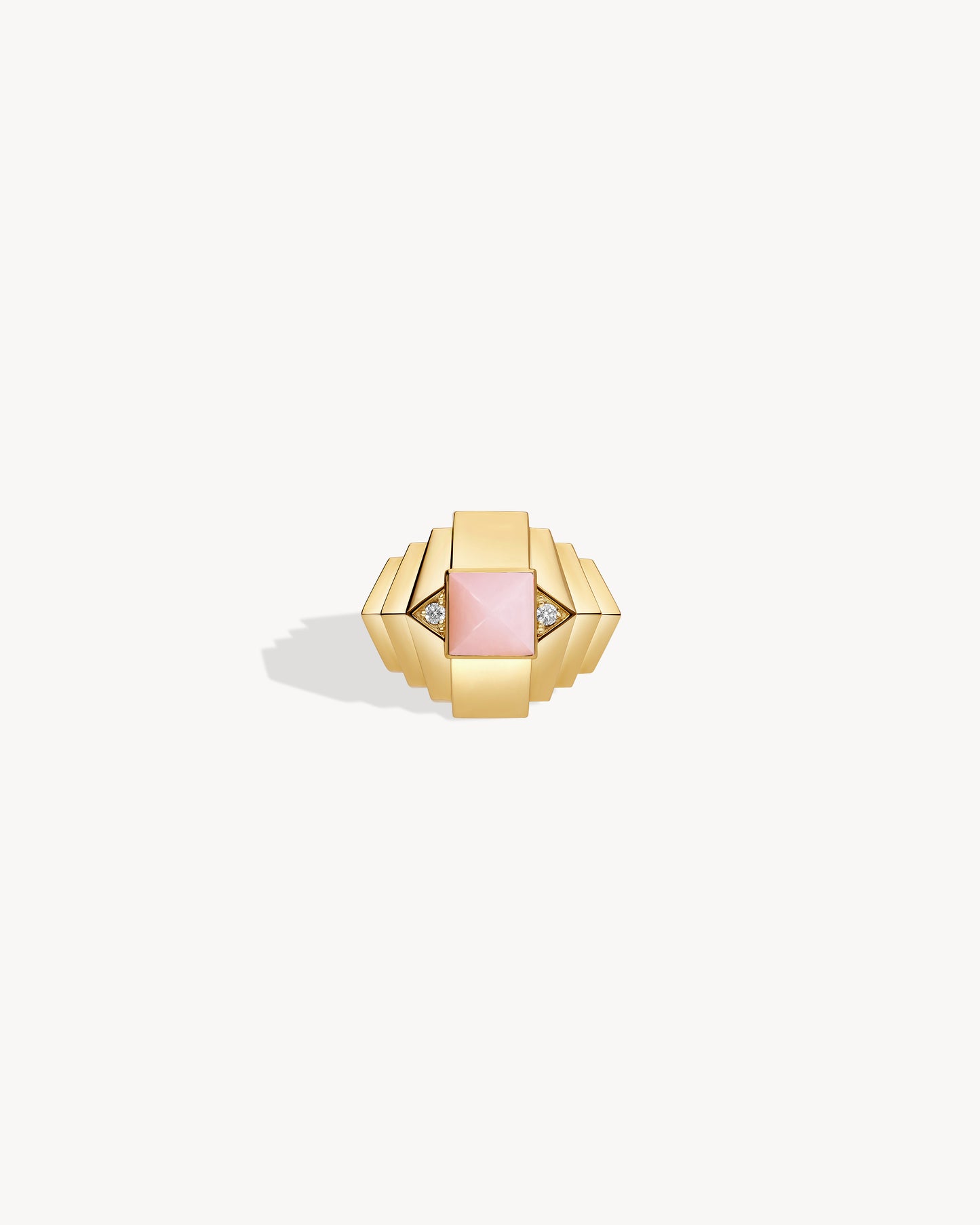 Bague Rockaway Mini Pyramide - Or Jaune & Opale Rose