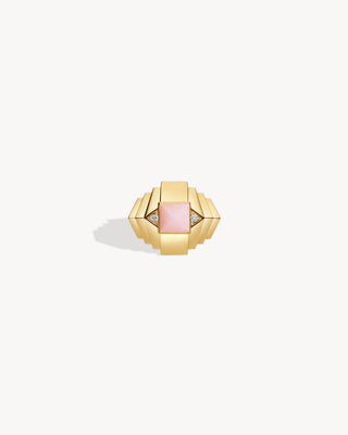 Bague Rockaway Mini Pyramide - Or Jaune & Opale Rose