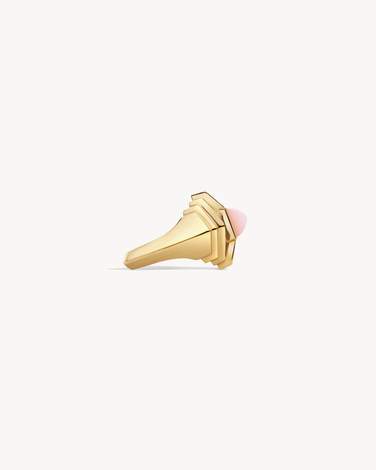 Bague Rockaway Mini Pyramide - Or Jaune & Opale Rose