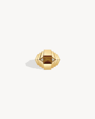 Bague Rockaway Mini Pyramide - Or Jaune & Œil de Tigre