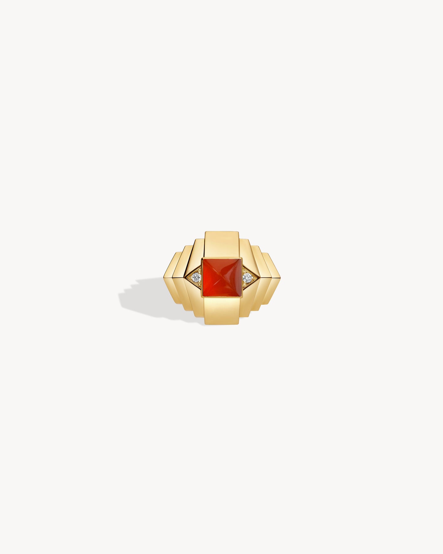 Bague Rockaway Mini Pyramide - Or Jaune & Cornaline