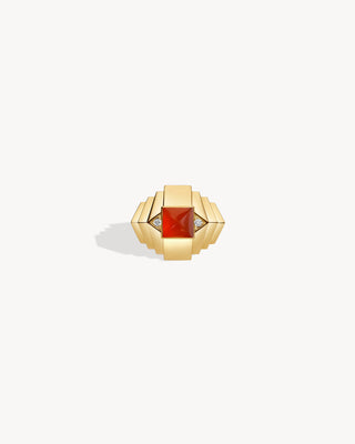 Bague Rockaway Mini Pyramide - Or Jaune & Cornaline