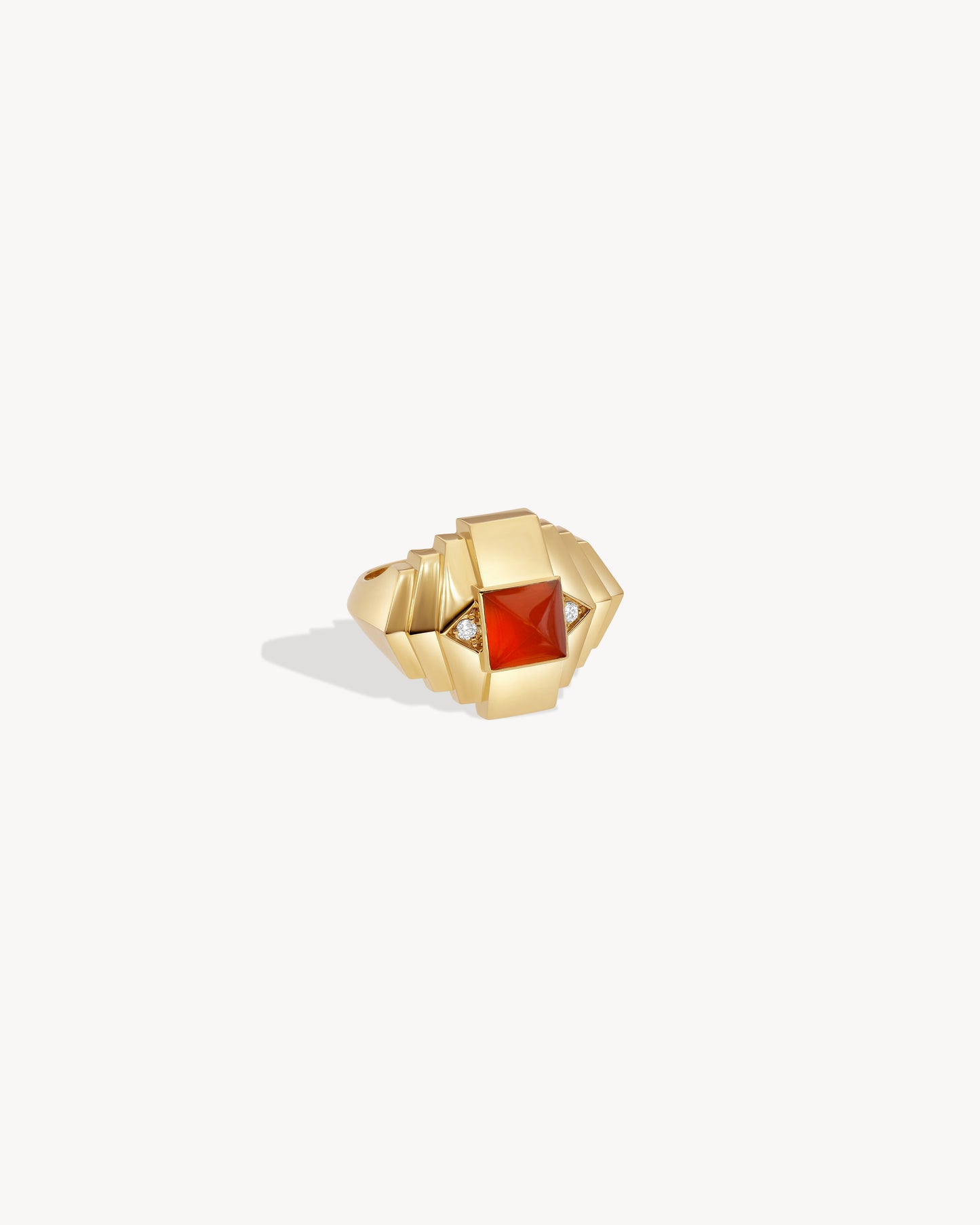 Bague Rockaway Mini Pyramide - Or Jaune & Cornaline