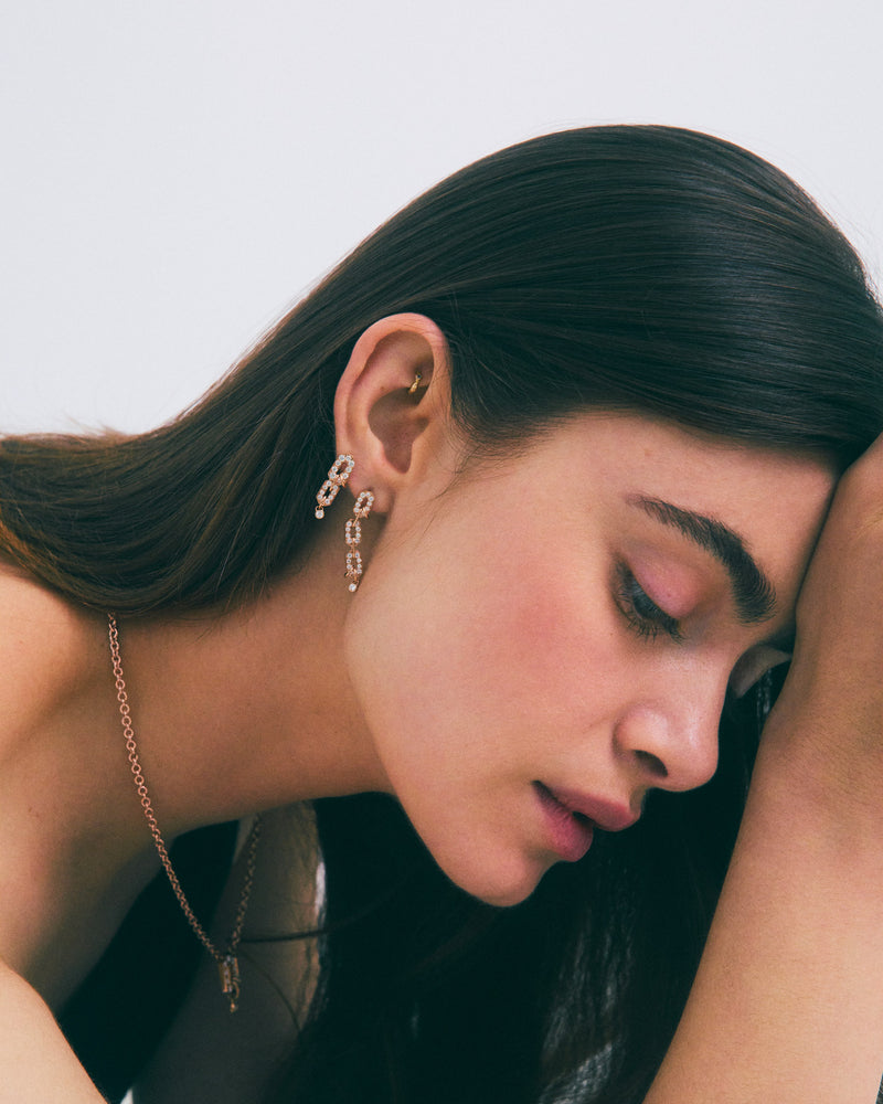 My Way Triple-Row Earrings - Pink Gold & Diamonds - Image 2