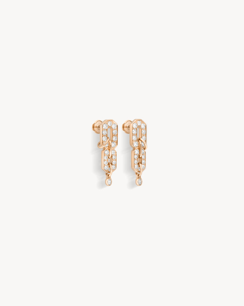 Boucles d'oreilles My Way 2 Rangs - Or Rose & Diamants - Image 2