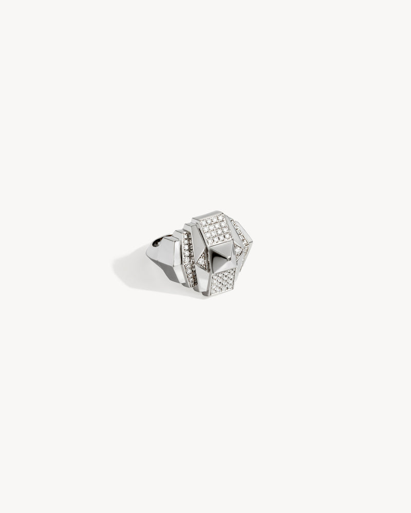 Bague Rockaway Pyramide Semi Pavée - Argent & Diamants - Image 3