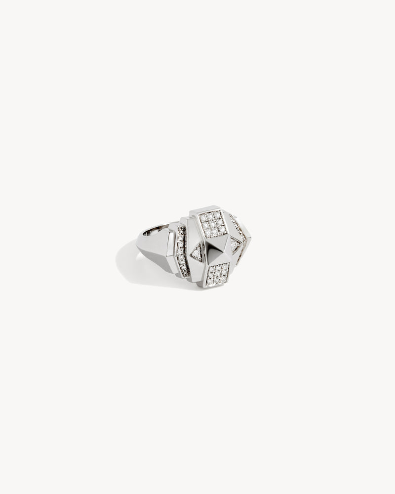Bague Rockaway Mini Pyramide Semi Pavée - Argent & Diamants - Image 3