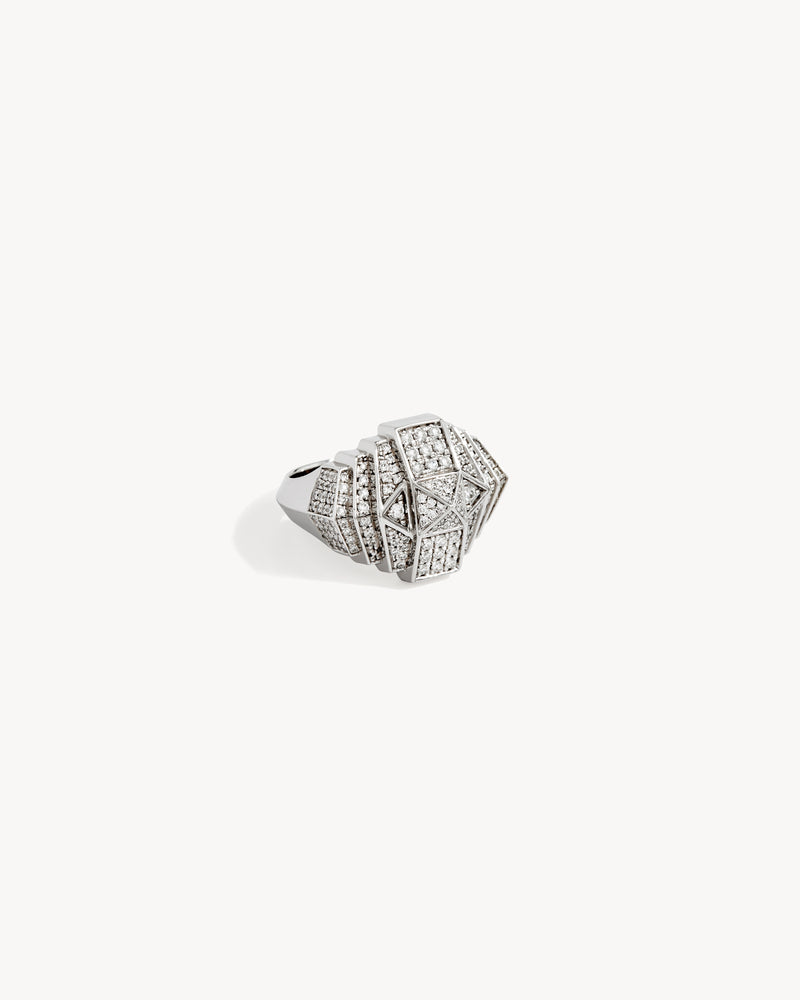 Bague Rockaway Mini Pyramide - Argent & Diamants - Image 2