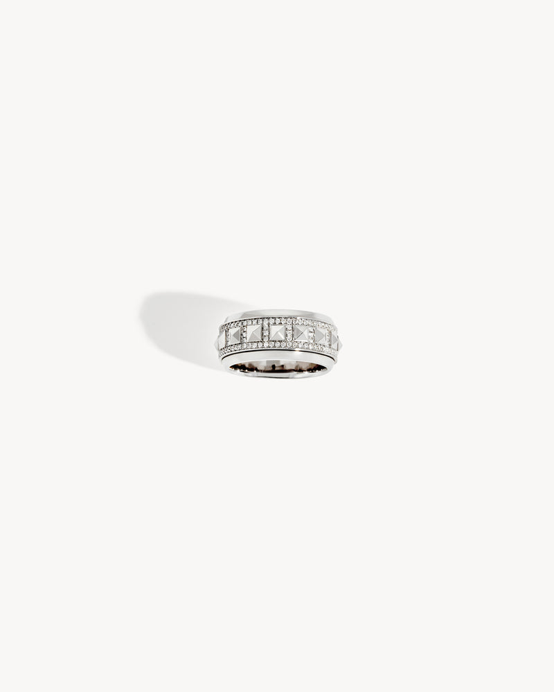 Bague Rockaway Spinner Semi Pavée - Argent & Diamants - Image 1