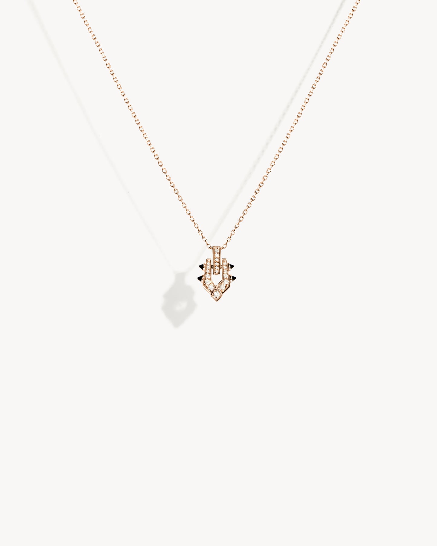 Collier Spike - Or Rose, Agates Noires & Diamants