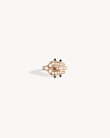 Bague Spike - Or Rose, Agates Noires & Diamants