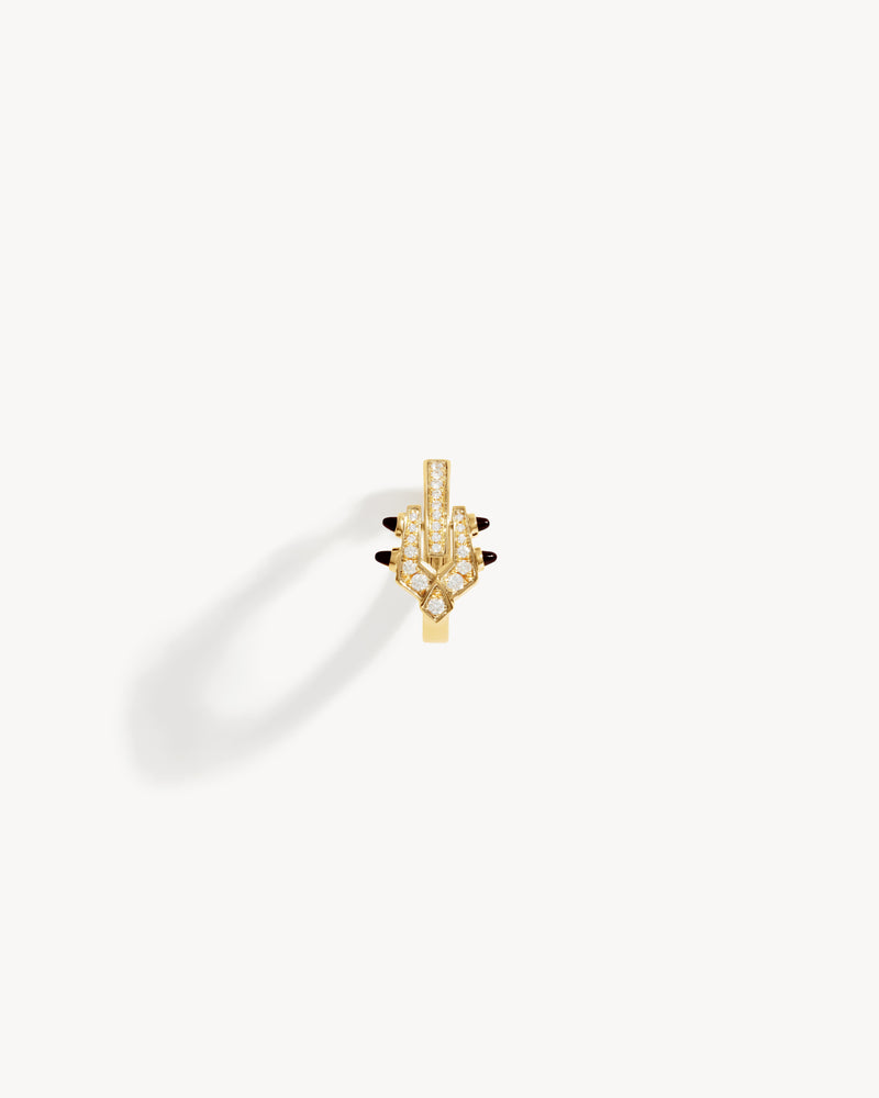 Créole Spike - Or Jaune, Agates Noires & Diamants - Image 1