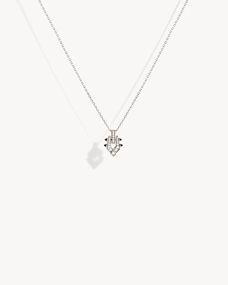 Collier Spike - Argent, Agates Noires & Diamants - Image 1
