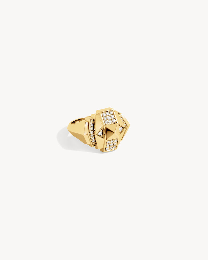Bague Rockaway Mini Pyramide Semi Pavée - Or jaune & Diamants - Image 3