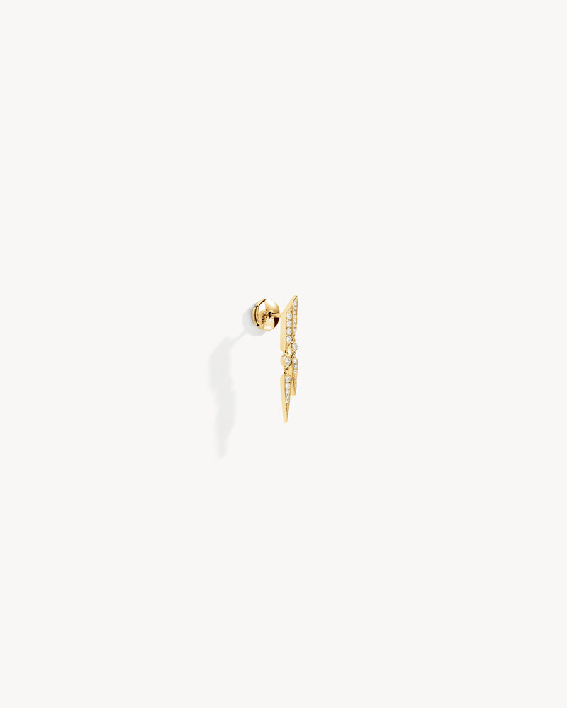 Boucle d'oreille Anyway double goutte - Or Jaune & Diamants - Image 2