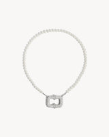 Collier Unchained Plastron - Or Blanc, Perles & Diamants