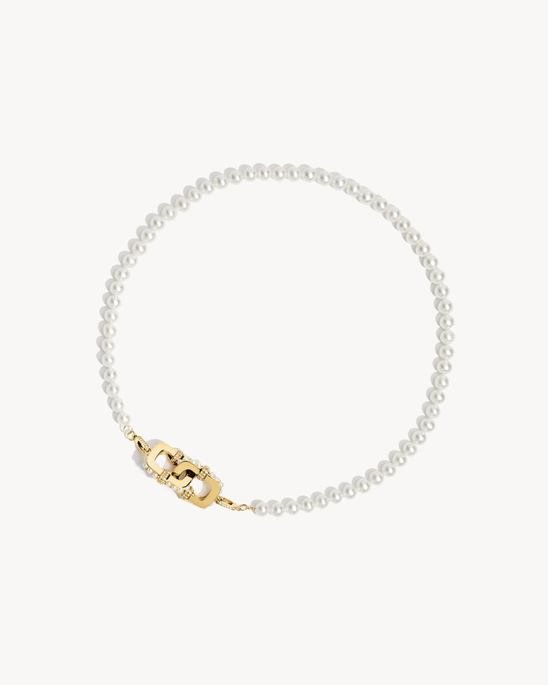 Collier Unchained Entre-Maille - Or jaune, Perles & Diamants - Image 1