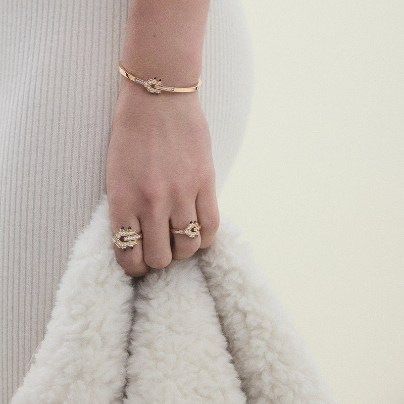 Bague Spike - Or Jaune, Agates Noires & Diamants - Image 2