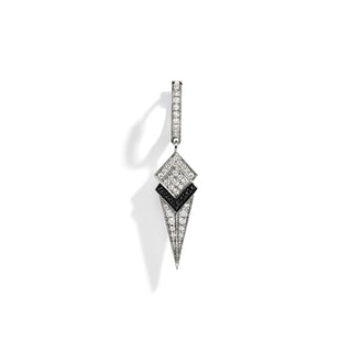 Stairway Gradiant Cone Hoop Earring - Silver & Diamonds