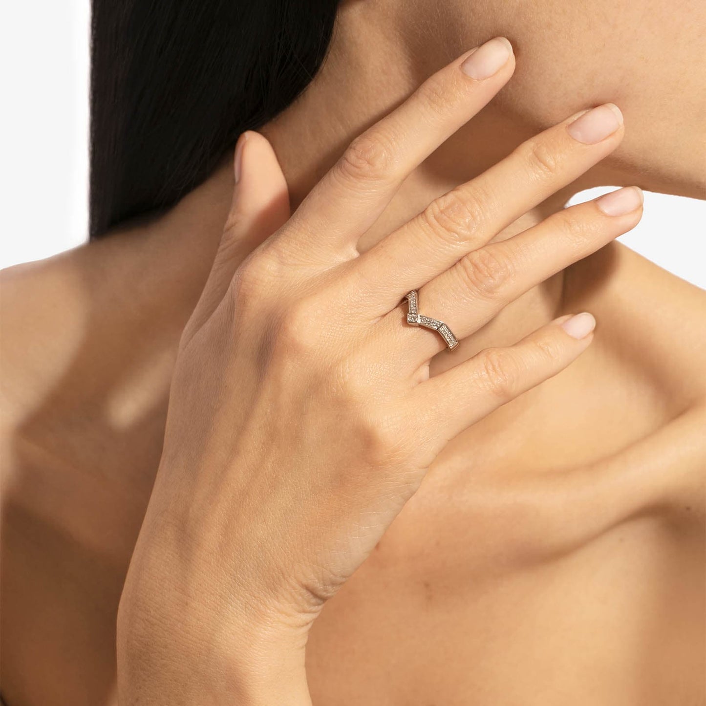 Bague Stairway 1 Rang - Argent & Diamants